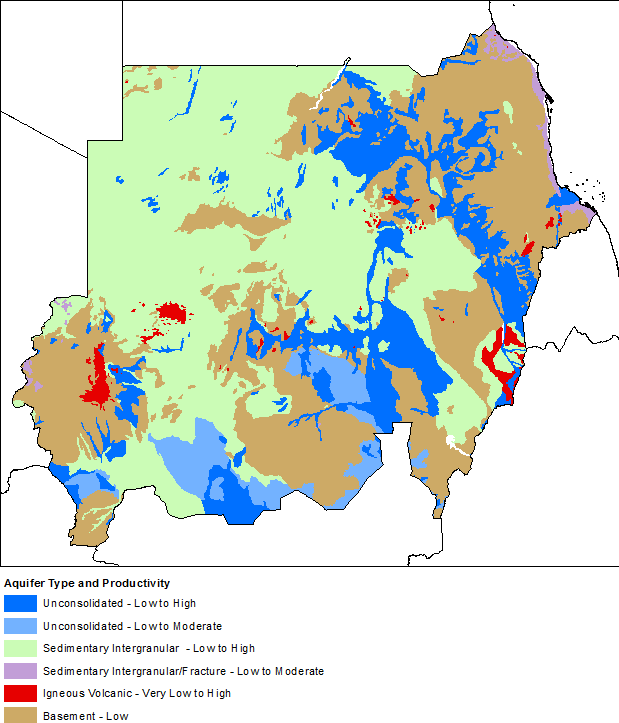 Simplified hydrogeological map of Sudan