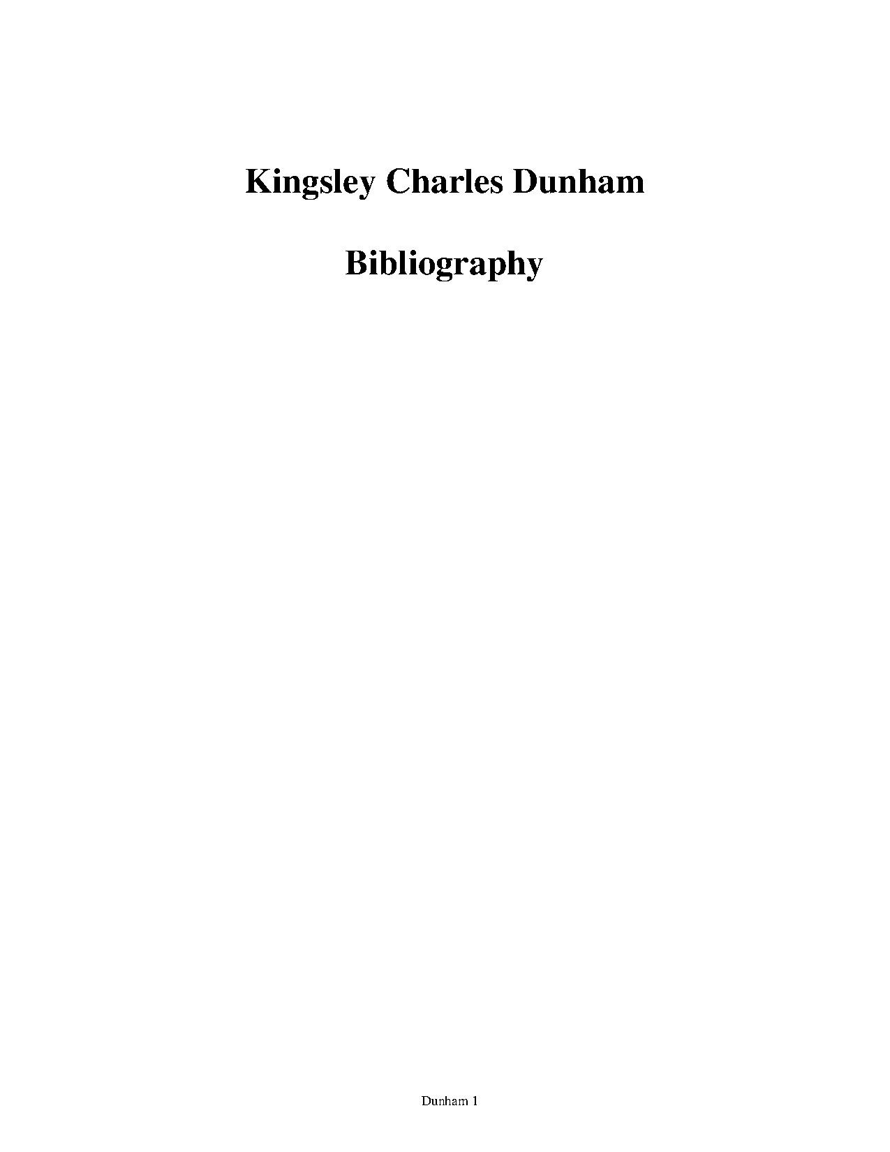 Kingsley Charles Dunham — Bibliography