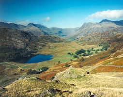 Typical Borrowdale Volcanic Group scenery in Langdale, part of the Central Fells of the Lake District. P220598.